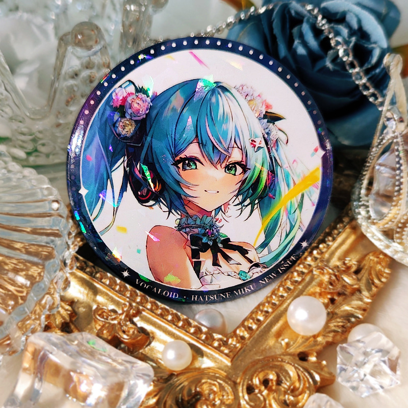 初音未来吧唧镭射徽章MIKU二次元动漫周边胸针虚拟偶像痛包女挂件 - 图0