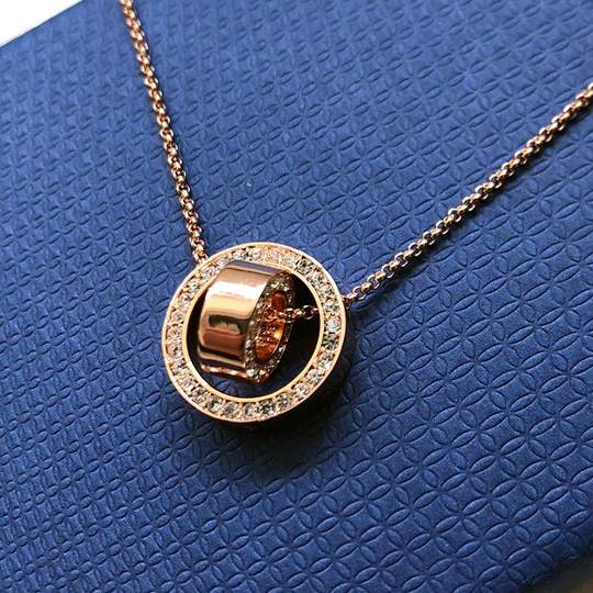 Austrian crystal double ring fortune-turning necklace modern women's clavicle chain jewelry temperament valentine's day birthday gift