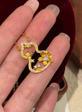 新中式国风复古镶钻桂花镂空葫芦项链时尚百搭小众精致设计锁骨链