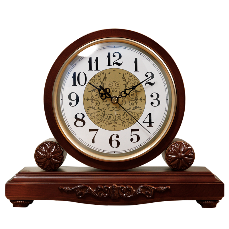 实木欧式钟表座钟客厅复古报时台式坐钟美式时钟创意家用台钟摆件-图3