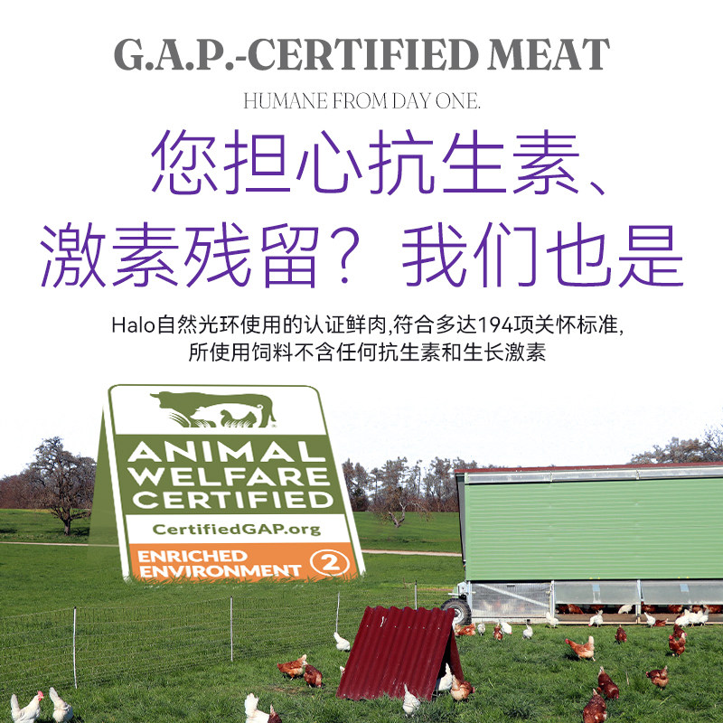 【自营】美国Halo自然光环纯原装进口鲜肉猫粮-成猫鸡10磅