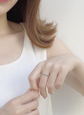 复古爱心纯银冷淡风做旧戒指