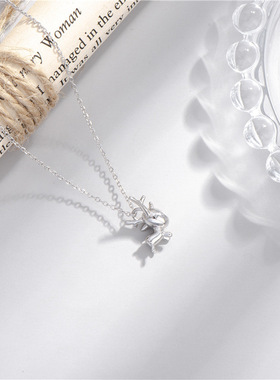 纯银小麋鹿文艺风森系现货锁骨链