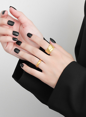 东大门不规则褶皱纹理银指环新品