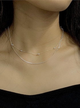 波光粼粼蕾丝法式叠戴编织项链