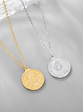 欧美人像金币冷淡风小众感锁骨链