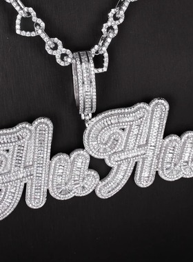 YBSJewelry定制字母吊坠密镶方钻冰糖字母