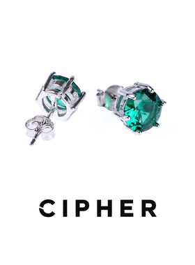 CIPHER 925银绿石耳钉 复古色耳饰男女嘻哈潮欧美高级感简约