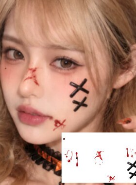 暗黑哥特风万圣装扮蝙蝠脸眼角部贴纸纹身贴 少女派对妆容贴防水