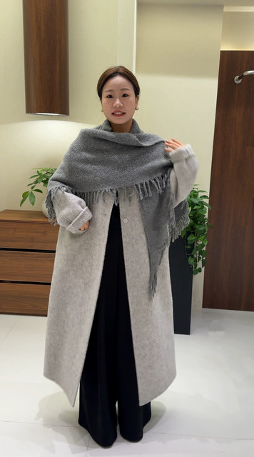 2025年冬季加厚流苏披肩双面羊毛大衣女中长款慵懒风显瘦羊毛外套