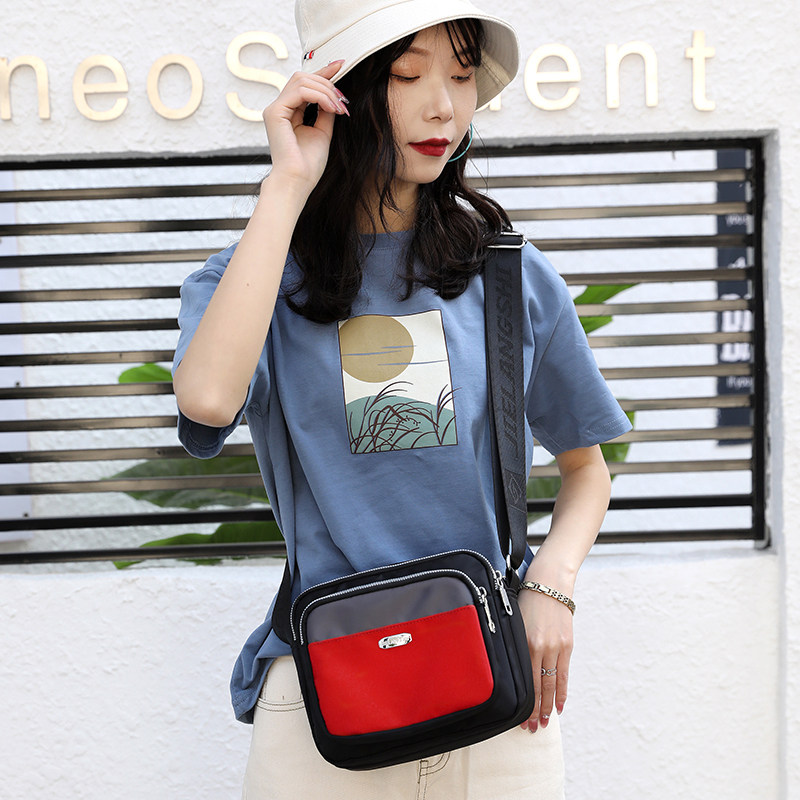 捷朗仕新款小方包防水牛津布女包韩版撞色单肩斜跨包尼龙布手机包,淘宝优惠券,粉丝福利购,淘宝优惠卷