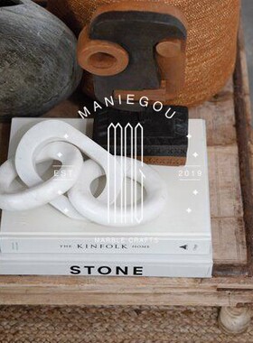 天然大理石多环摆件样板间客厅酒店桌面装饰品摆设家居玄关电视柜