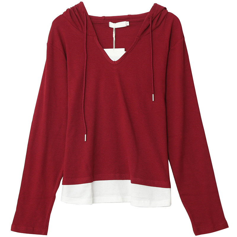 撞色假两件打底衫胖仙女莹莹大码女装胖mm春秋显瘦时髦连帽针织衫,淘宝优惠券,粉丝福利购,淘宝优惠卷