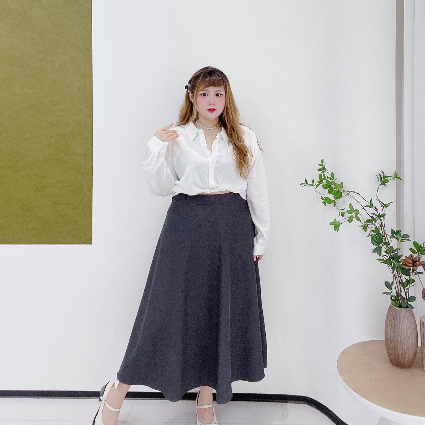 梨形身材显瘦A字中长裙胖莹莹大码女装秋高腰显瘦百搭纯色半身裙,淘宝优惠券,粉丝福利购,淘宝优惠卷