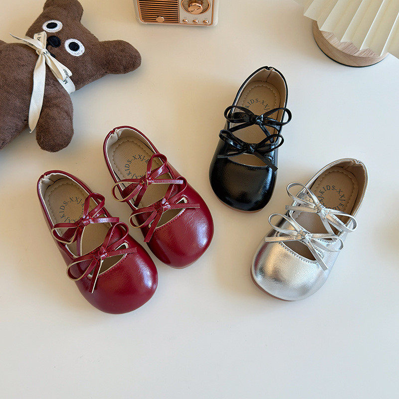 韩版女童春秋新款皮鞋蝴蝶结公主芭蕾舞软底一脚蹬豆豆鞋,淘宝优惠券,粉丝福利购,淘宝优惠卷