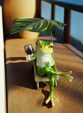 网红青蛙摆件桌面客厅阳台家居装饰工艺品休闲可爱松弛感