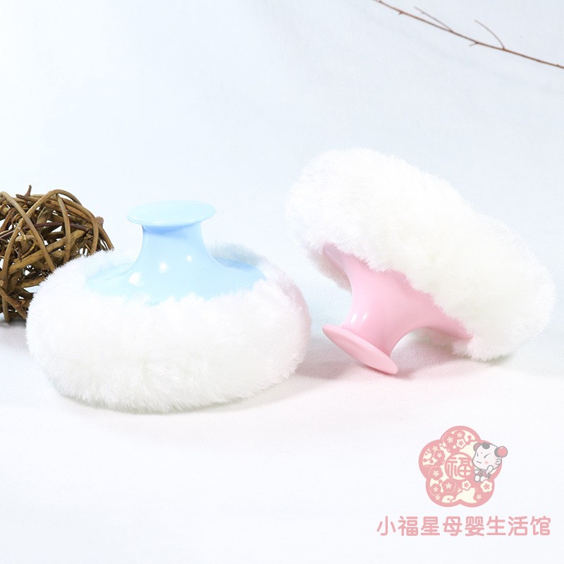 婴儿粉扑爽身粉植绒粉扑新生儿专用海绵不吃粉扑单个带手柄不掉毛 - 图0