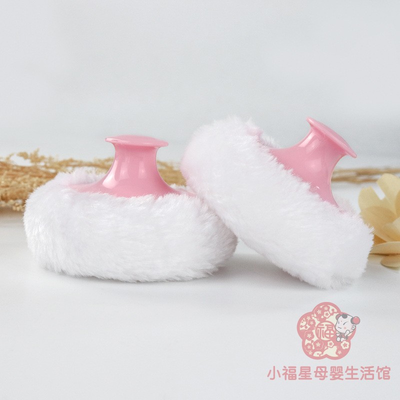 婴儿粉扑爽身粉植绒粉扑新生儿专用海绵不吃粉扑单个带手柄不掉毛 - 图1