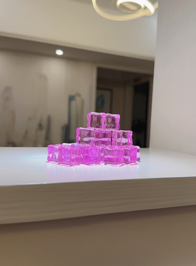 林俊杰JJ20演唱会周边同款镭射立体亚克力正方形水晶粒块饰品摆件