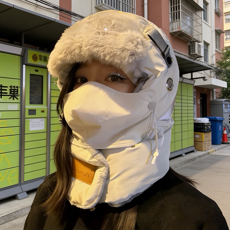 Winter fleece warm rain mask Lei Feng hat