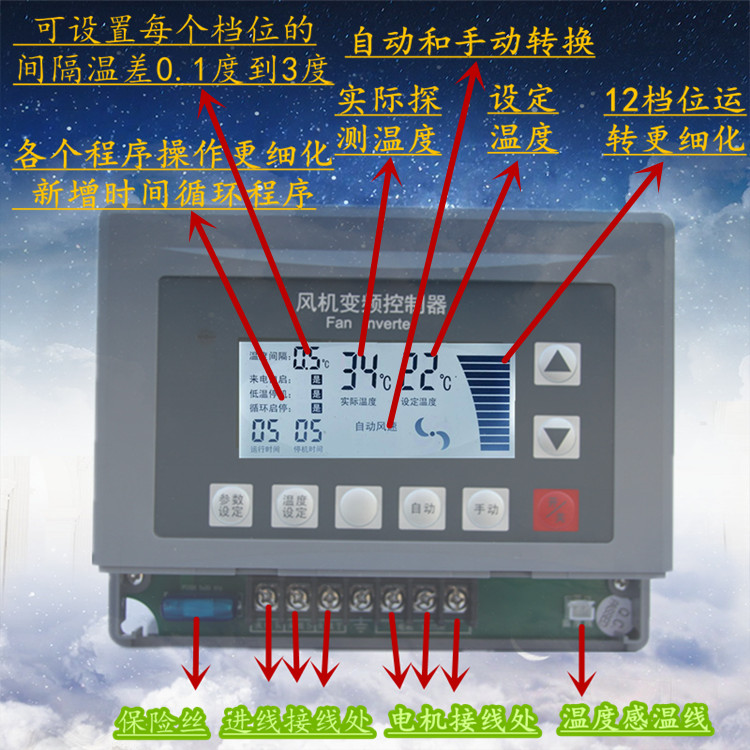 负压风机变频器自动温控调速器三相380v猪场养殖温控器鸡场变频器 - 图0