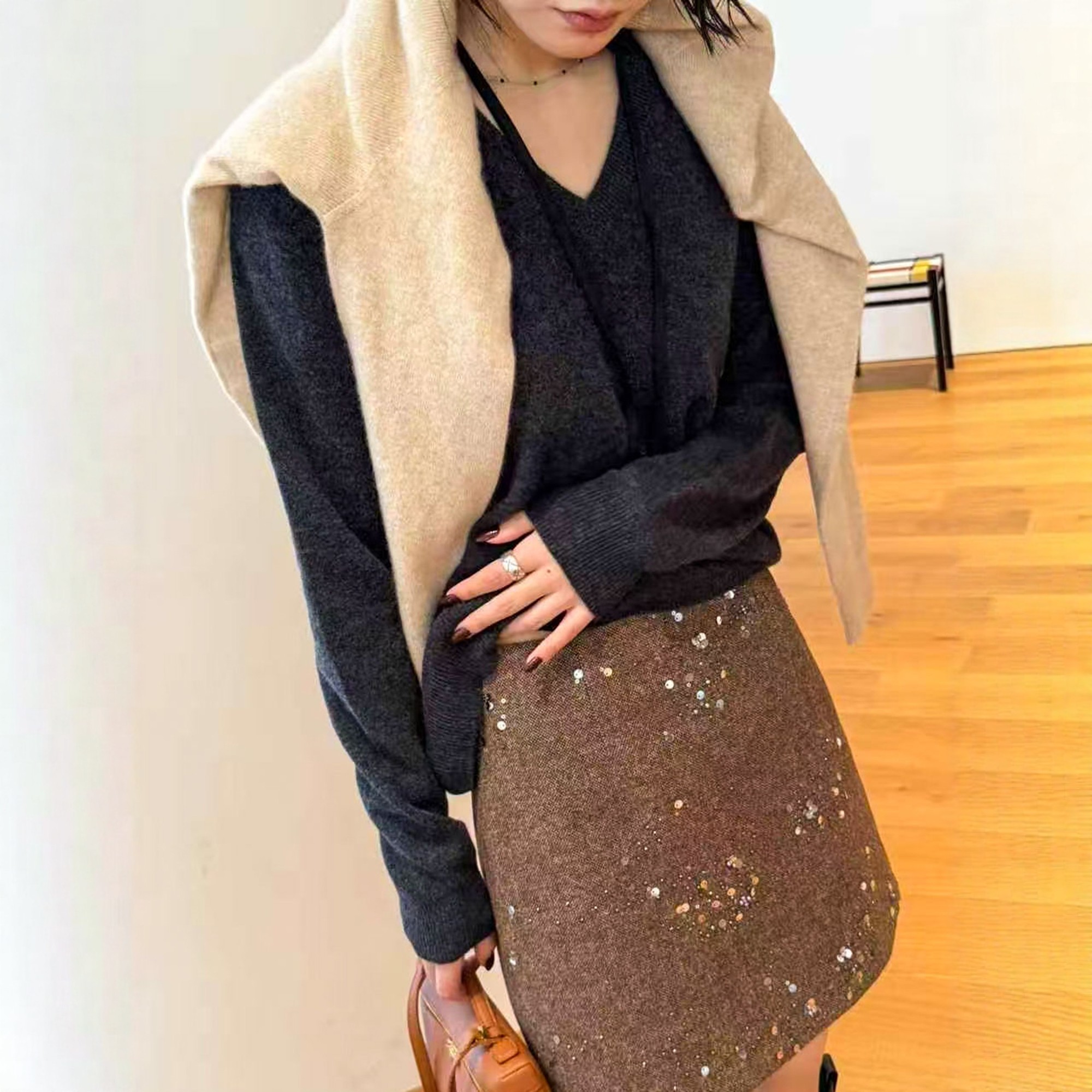 高级感亮片半身裙女25秋冬季新款高腰显瘦欧货防走光包臀a字短裙,淘宝优惠券,粉丝福利购,淘宝优惠卷