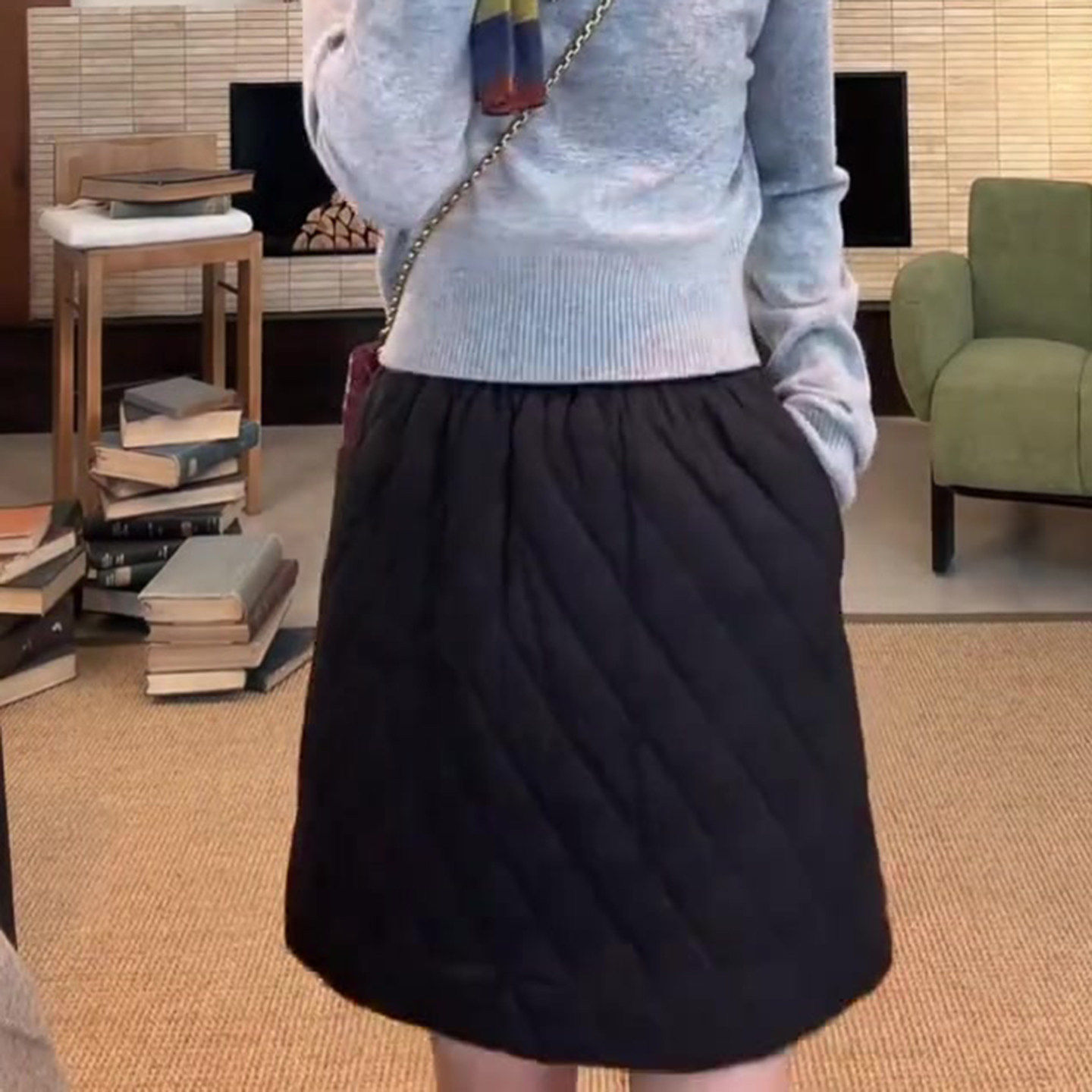 黑色夹棉半身裙女冬季新款高腰显瘦时尚气质百搭保暖好看a字短裙,淘宝优惠券,粉丝福利购,淘宝优惠卷