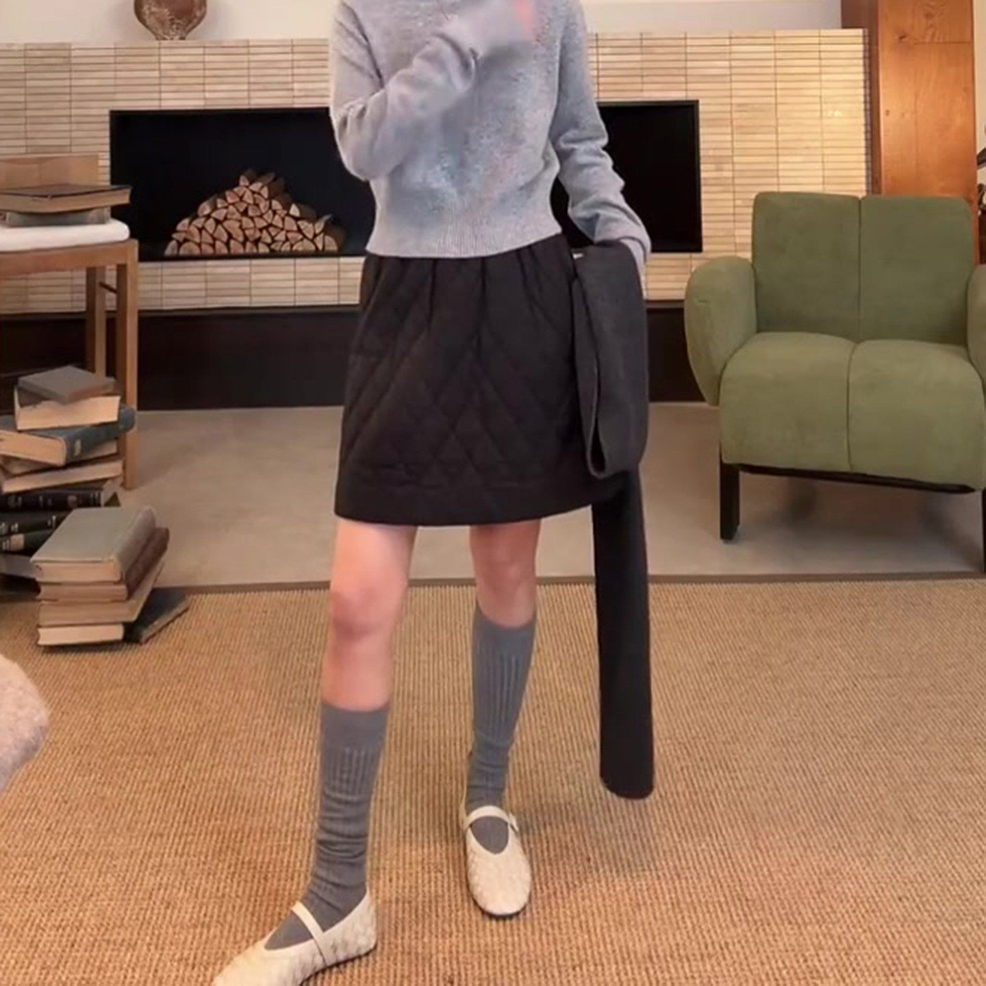 黑色夹棉半身裙女冬季新款高腰显瘦时尚气质百搭保暖好看a字短裙,淘宝优惠券,粉丝福利购,淘宝优惠卷