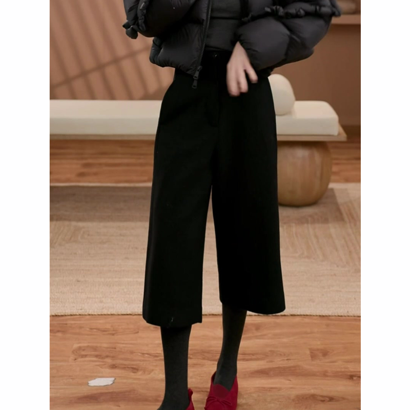 黑色直筒阔腿裤女2025年秋冬新款气质垂感显瘦个性洋气休闲七分裤,淘宝优惠券,粉丝福利购,淘宝优惠卷