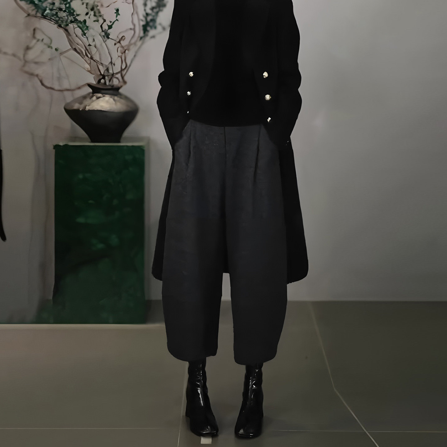 深灰色八分毛呢裤女秋冬新款高腰显瘦时尚百搭洋气减龄休闲阔腿裤,淘宝优惠券,粉丝福利购,淘宝优惠卷