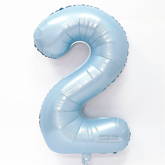 新款40寸婴儿蓝数字铝膜气球 宝宝周岁儿童生日派对装饰背景布置