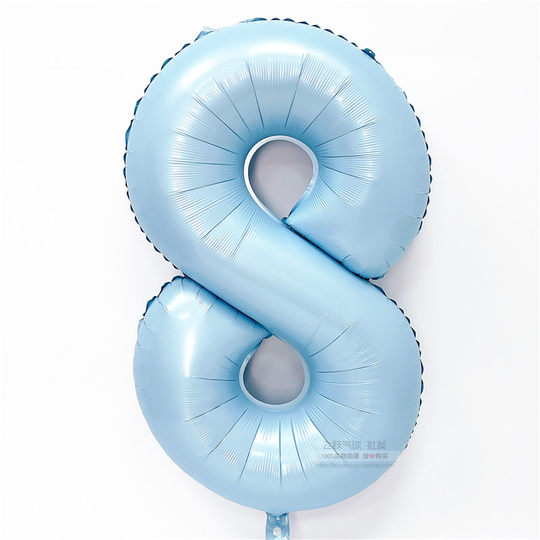新款40寸婴儿蓝数字铝膜气球 宝宝周岁儿童生日派对装饰背景布置