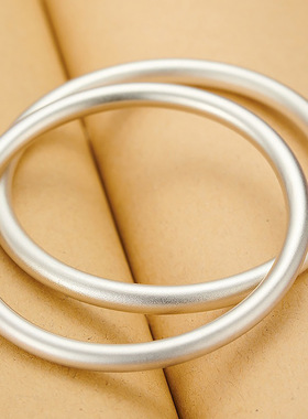 磨砂镀银手镯素圈手镯实心古法传承情侣直播爆款礼物包邮