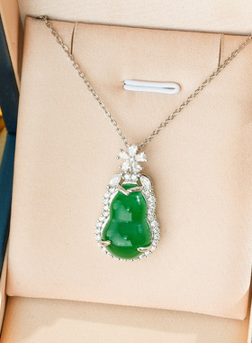 新中式弥勒佛钛钢项链女仿天然水沫玉大肚佛高冰透玉葫芦直播