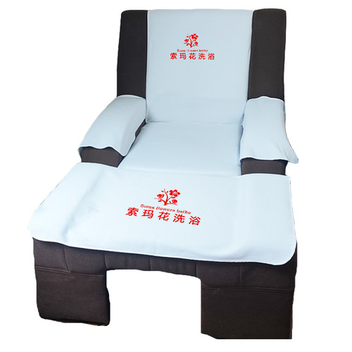 定制印字足浴沙发巾套垫纯棉加厚足疗沙发套美甲沐足防滑床单高端 - 图3