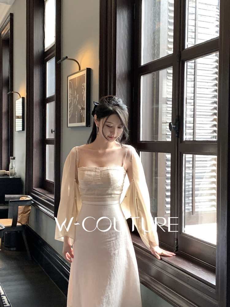 第三种绝色Wcouture D*or风抹胸吊带沙漏型公主裙连衣长裙 - 图3