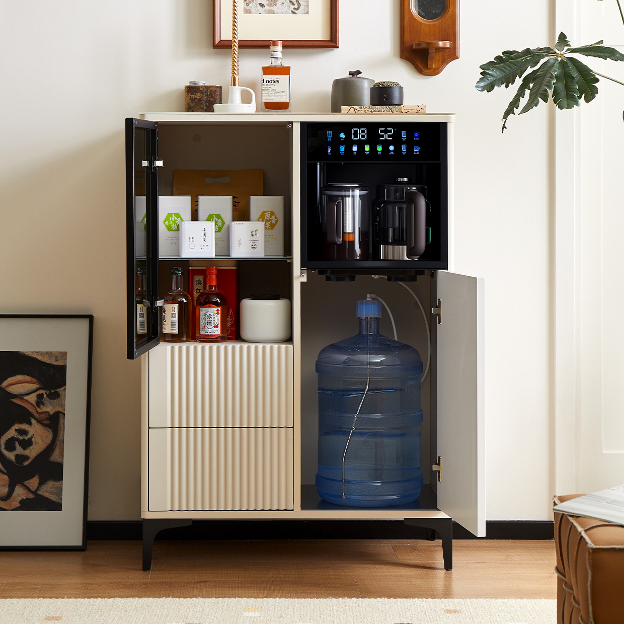 茶吧机2025新款家用奶油风高端客厅智能全自动饮水机消毒一体柜子 - 图2