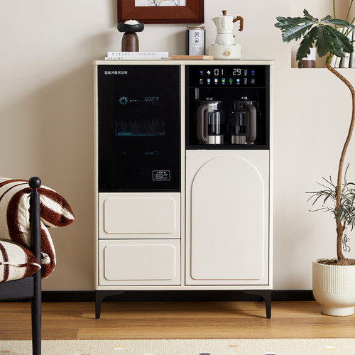 2025新款奶油风家用实木茶吧机高端客厅智能全自动一体饮水机柜子 - 图1