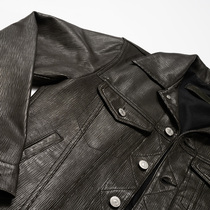 Broken code Remaining mens water Dyeing Head Layer Knife Cut Sheep Leather swarm Short Cowboy Jacket Genuine Leather leather clothes Spring and autumn