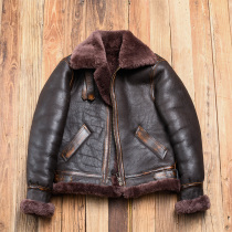 American retro mens clothing old culture native sheep fur integrated short B3 flight jacket genuine leather clothing thickened winter clothing