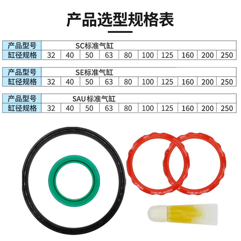 亚德客气缸修理包密封圈SC/SU/SAI32/40/50/63/80/100N-R1/维修包 - 图2