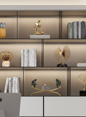 新中式金属高档摆件轻奢软装饰品客厅茶室办公室样板间柜子工艺品