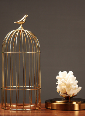 新古典风金属鸟笼珊瑚礼物装饰品