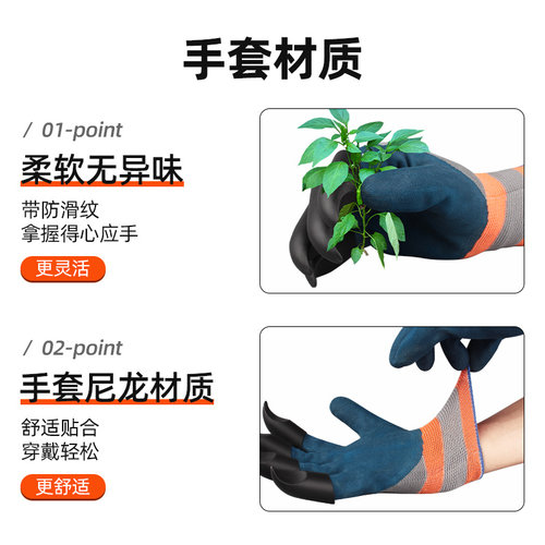 园艺手套劳保拔草专用手套防刺防扎带爪耐磨挖土园林种花种菜防护-图1