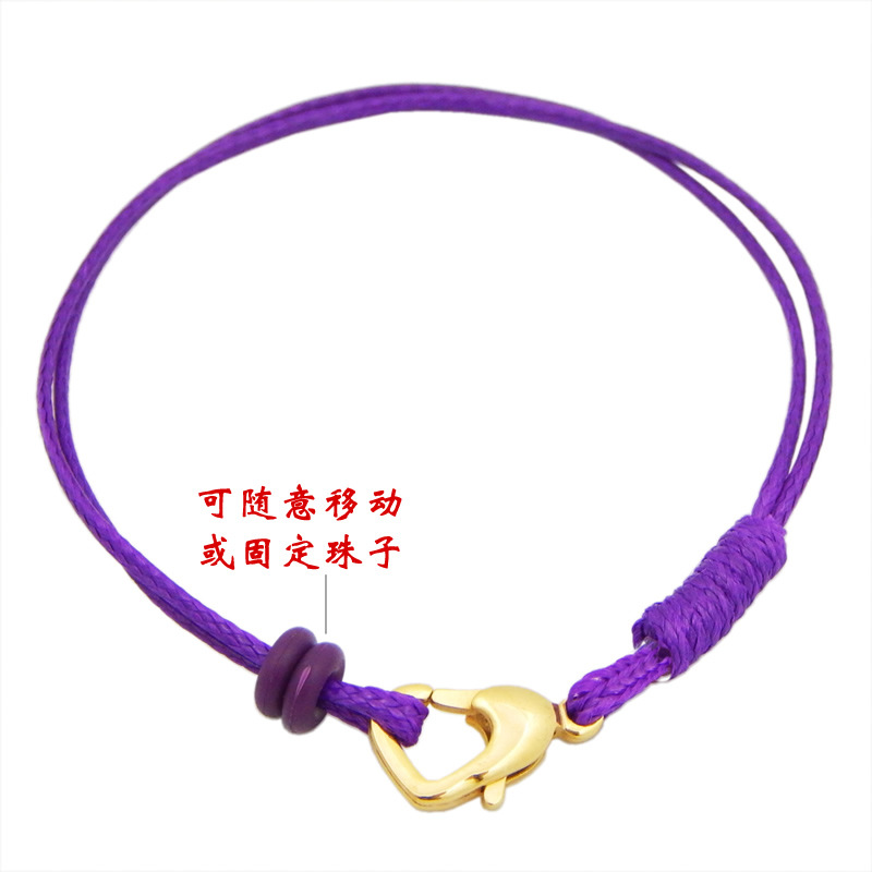 手工编织黑红绳手链手绳穿3D硬金转运珠串珠绳子男女款蜡皮绳手绳-图1