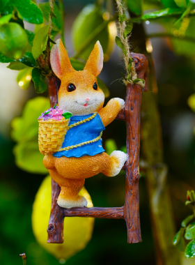 兔子爬梯花园壁挂树上秋千挂件