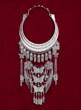 新款项链苗家印象苗银项圈花合金