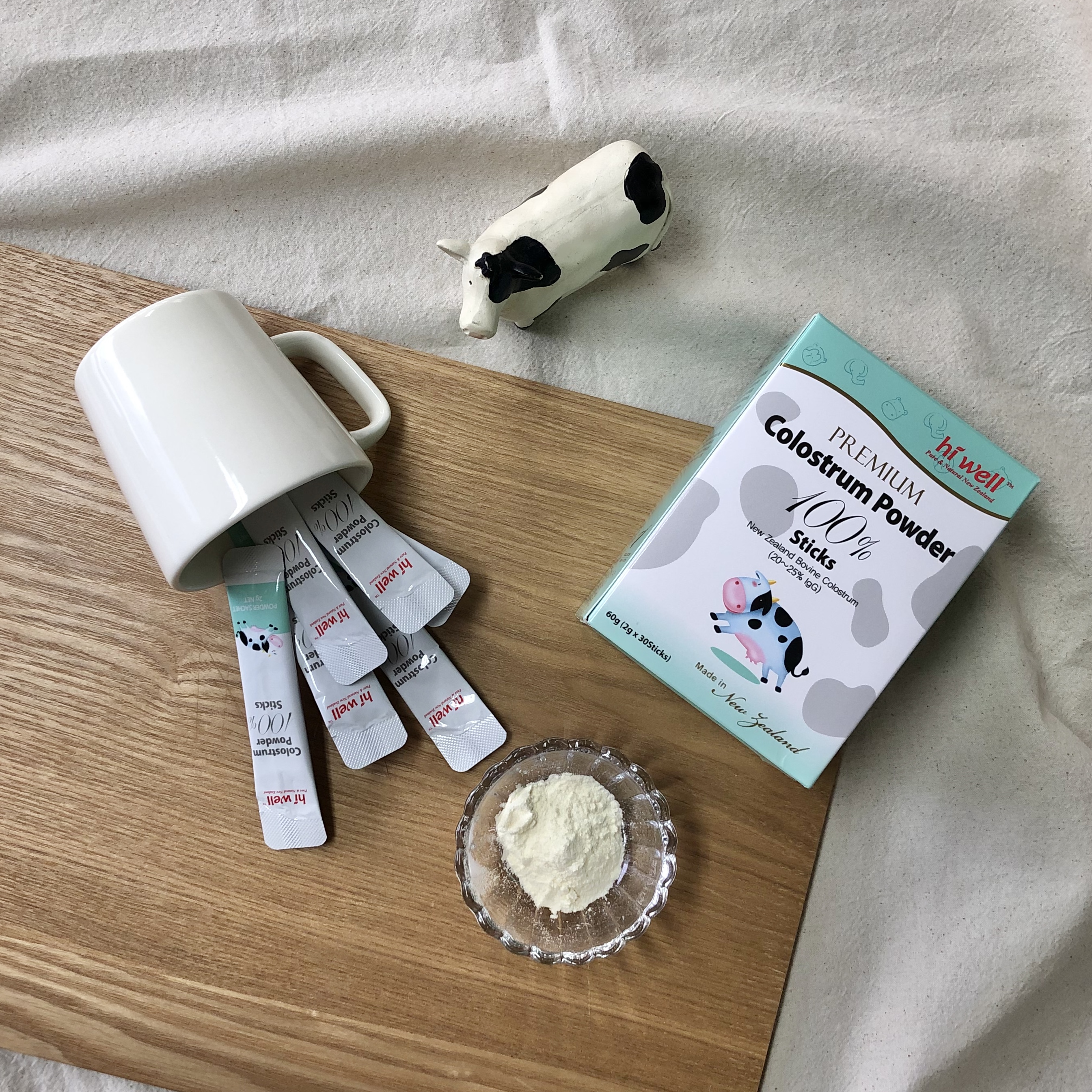 hiwell海外旗舰店直邮新品Hiwell纯牛初乳粉乳铁蛋白增强提高抵抗力独立小包装30包3