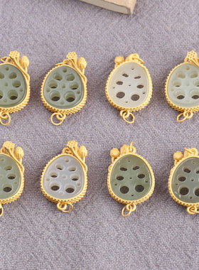 和田玉豆角配饰镶嵌福豆手链耳坠