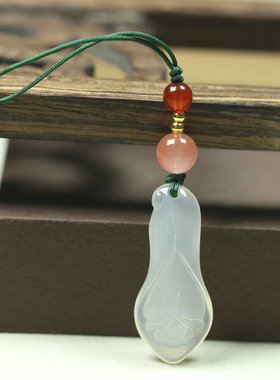 天然玉髓玉兰花挂饰情侣款手机链